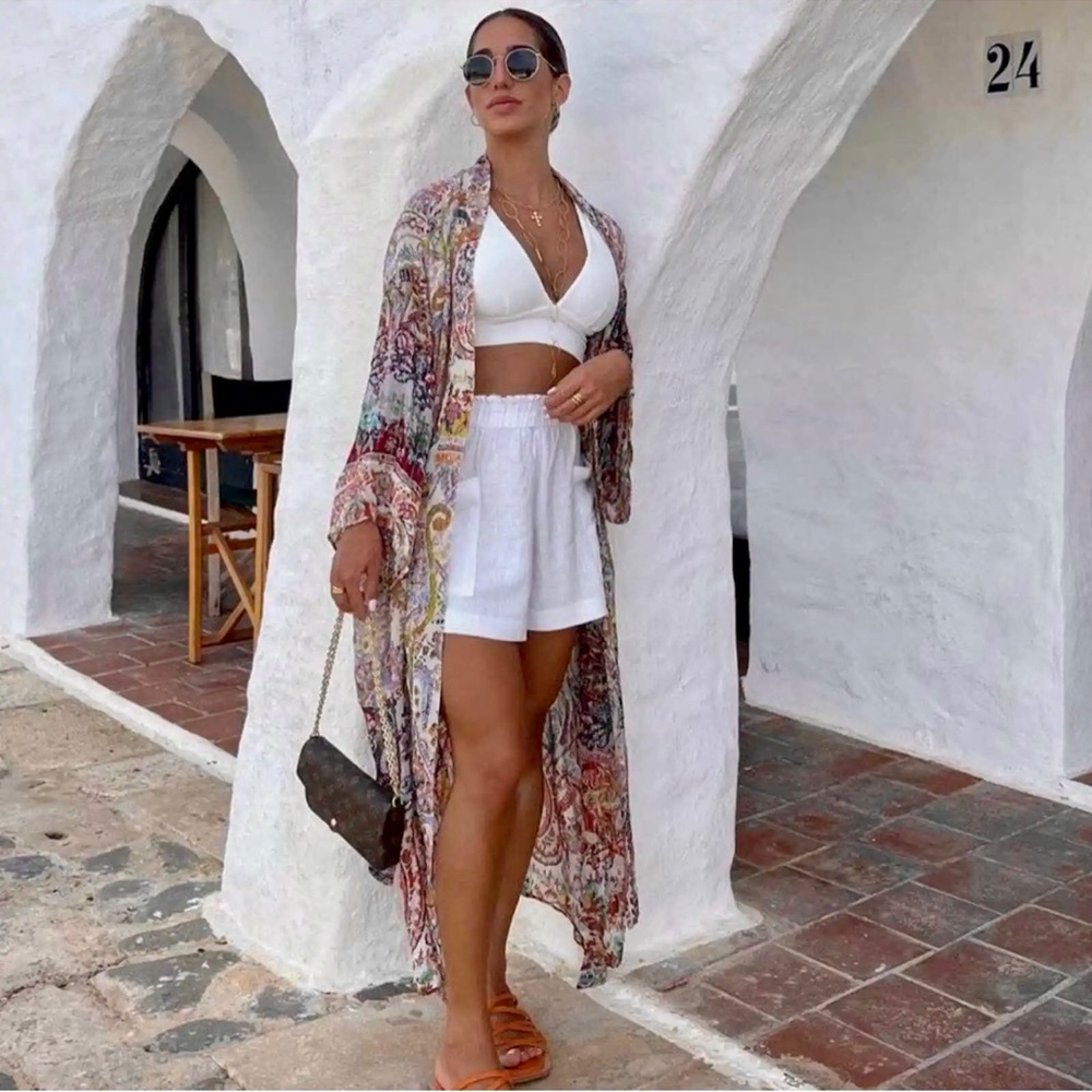 Zara Long Printed Kimono -- brand new